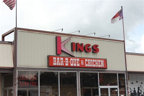 Kings restaurant - Today Kings BBQ Restaurant feeds Eastern NC barbeque lovers locally and nationwide, serving 8,000 pounds of pork, 6,000 pounds of chicken, and 1,500 pounds of collards per week! Make Sure to Visit All Locations! Highway 70 Location Main Side 11am-8pm 405 East New Bern Rd. Kinston, NC 28504 ph: 252-527-2101 fax: 252-522-4373
